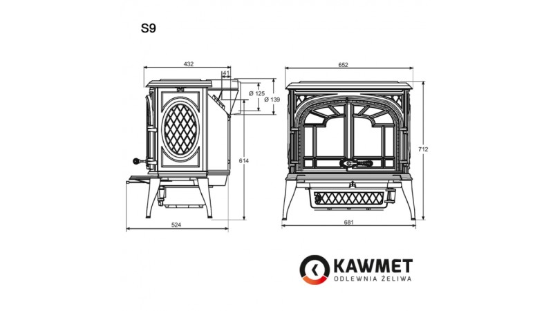Чугунный камин Kawmet Premium S9 (11,3 кВт)