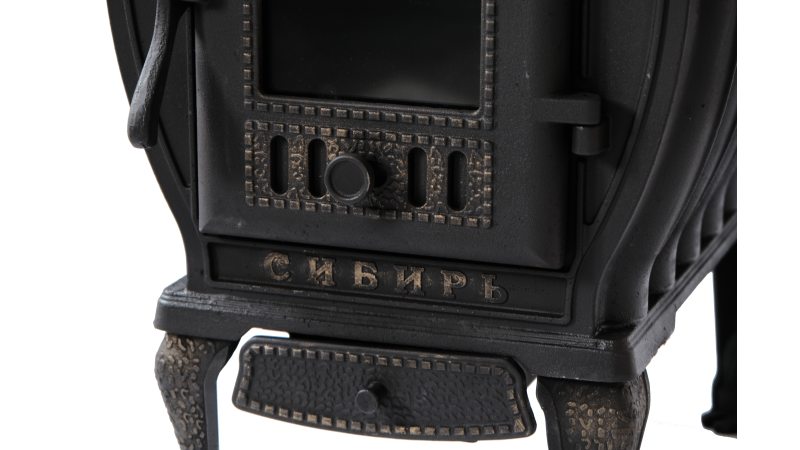 Чугунная печь-камин "Сибирь" (со стеклом), с варочной панелью