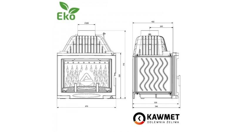Чугунная каминная топка KawMet W17 Panorama 16.1 кВт EKO