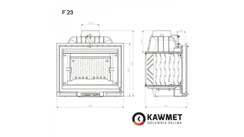 Чугунная каминная топка KawMet Premium F23 14кВт