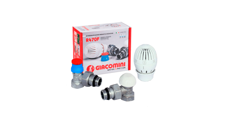 Термоcтатический комплект радиаторных кранов Giacomini R470FX003, угловой