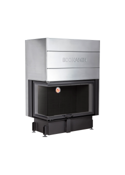 Каминная топка Экокамин Дельта 1000 LB два стекла принтинг левая черный шамот