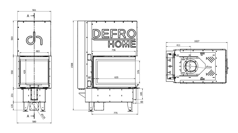 Каминная топка Defro Home INTRA SM U G
