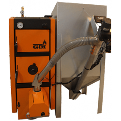 Пеллетный котел GTM Pellet Master 80 кВт с горелкой UNI-MAX (автоматическая многоступенчатая очистка) бункер 500 кг