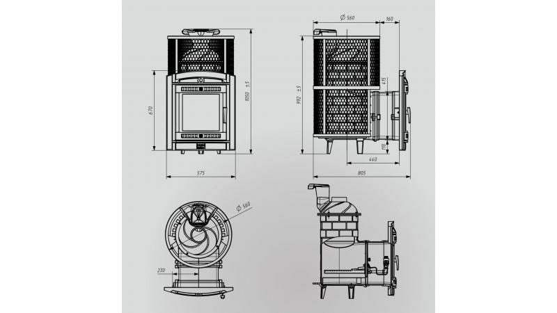 Печь для бани чугунная ProMetall Атмосфера L сетка нержавейка с газовой горелкой