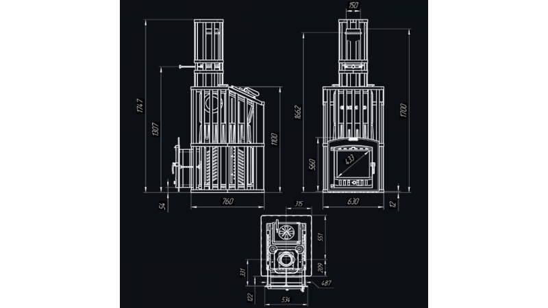 Печь для бани Технолит Гром 40 (П2) Ураган